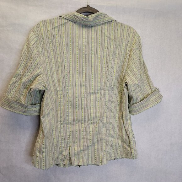 2 Button Up Shirt Women 14/16 Lane Bryant Stripe 3/4 Sleeve Venezia Purple Strec - Picture 8 of 16